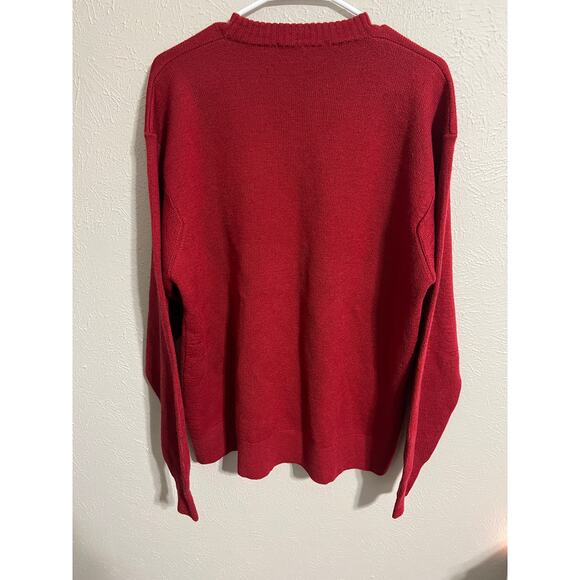 Orvis 100% Wool Sweater Red Holiday Large - Picture 2 of 3